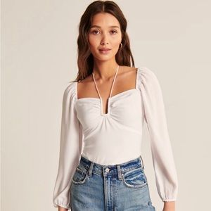 Abercrombie NWT Long Sleeve Faux Silk Clinched Top